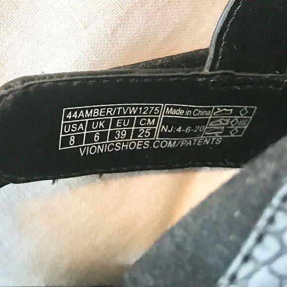 Vionic AMBER Black Triple Strap Embellished Orthotic Support Slingback Sandals - Picture 12 of 12